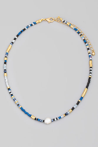 Lhn03569 Fashion Necklace Delicate Blue Beads with Pearl