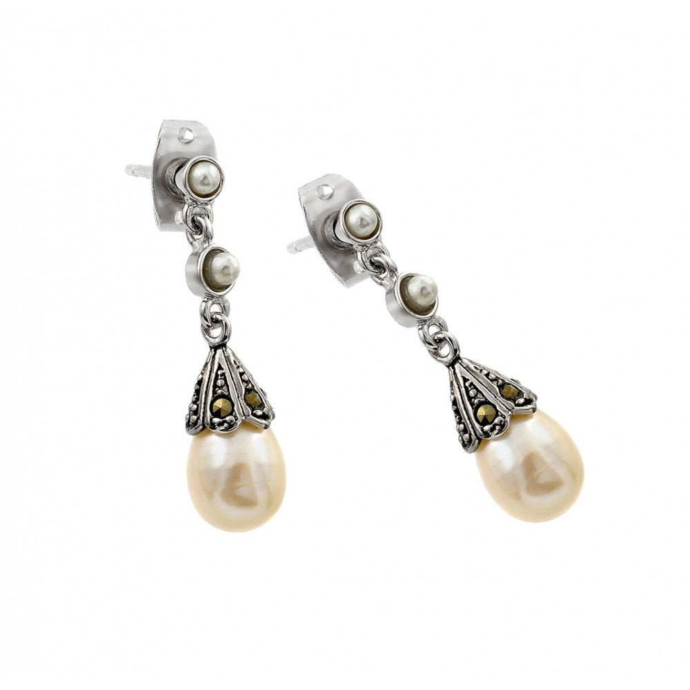 Lhe0409 Sterling Silver drop pearl earring