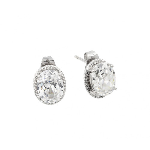 Lhe00425 Sterling Silver Oval Cz post earring