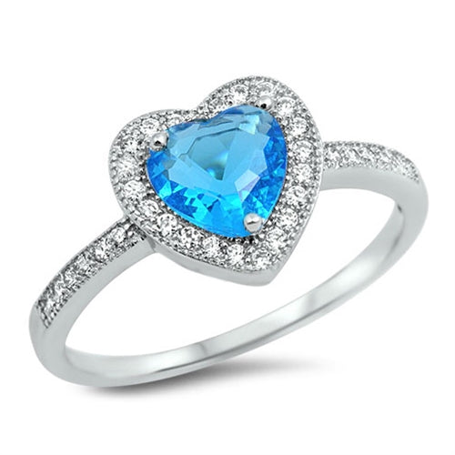 Lhr1046979 Sterling Silver Ring Blue Topaz Heart