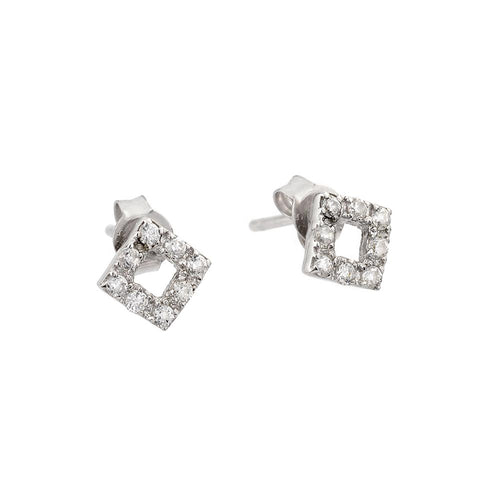 Lhe00492 Sterling Silver Open Square post cz earring