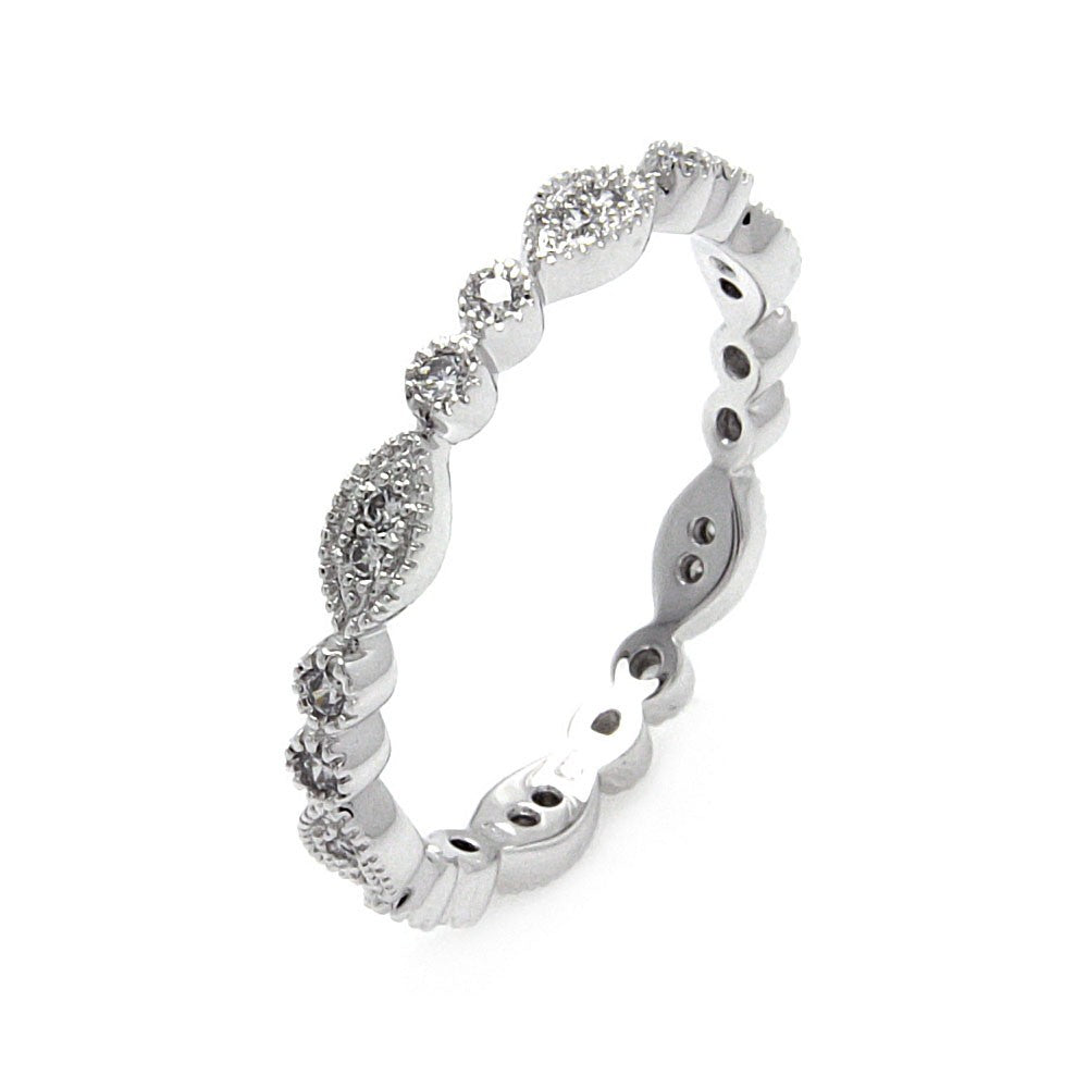 LhR0537S Sterling Silver cz band ring