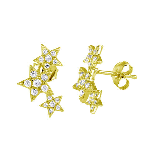 Lhe05739g Sterling Silver Multi  Star Earring Gold PLated