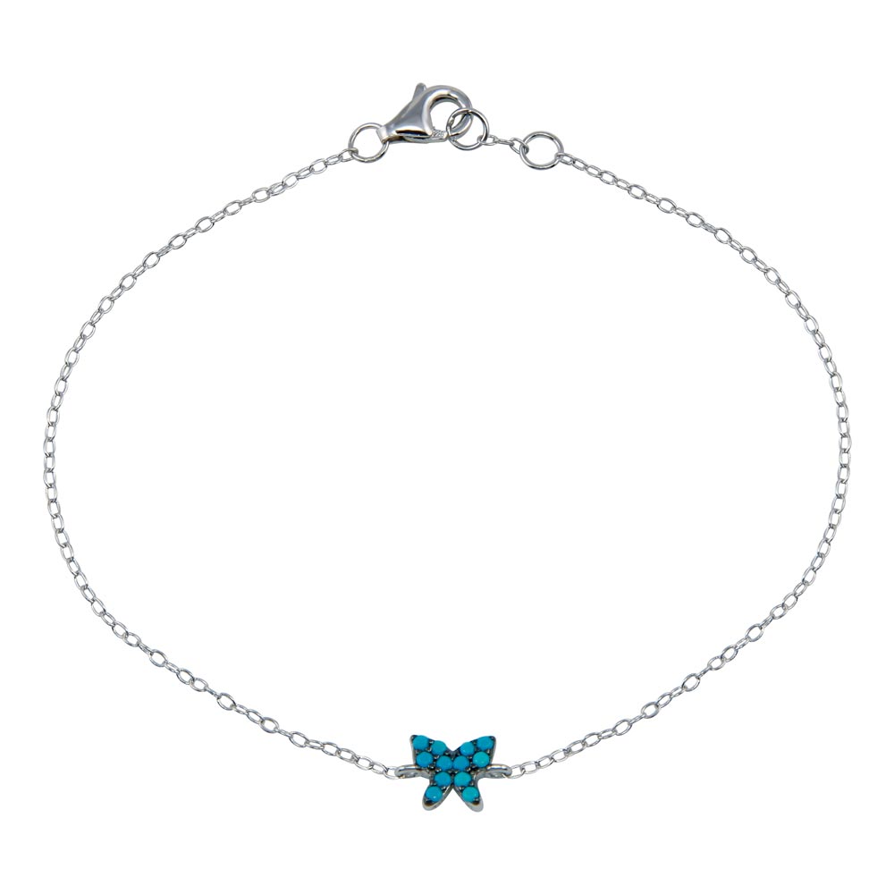 Lhb0588 Sterling Silver Blue butterfly Bracelet