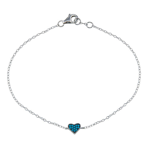 Lhb0589Blu Sterling Silver Blue Turquoise Heart Bracelet