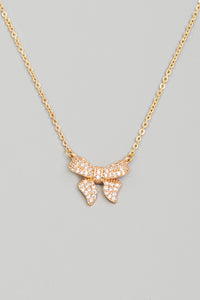 Lhn180839 Fashion Bow Necklace With Rhinestones Gold & Silver