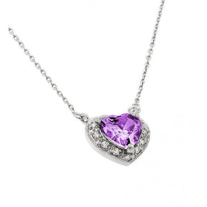 Lhp00911 Sterling Silver Heart Necklace cz Birthstone colors 18'' december