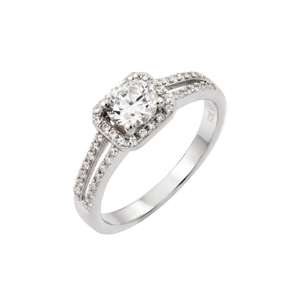 Lhr00936 Sterling Silver Ring Cz Square