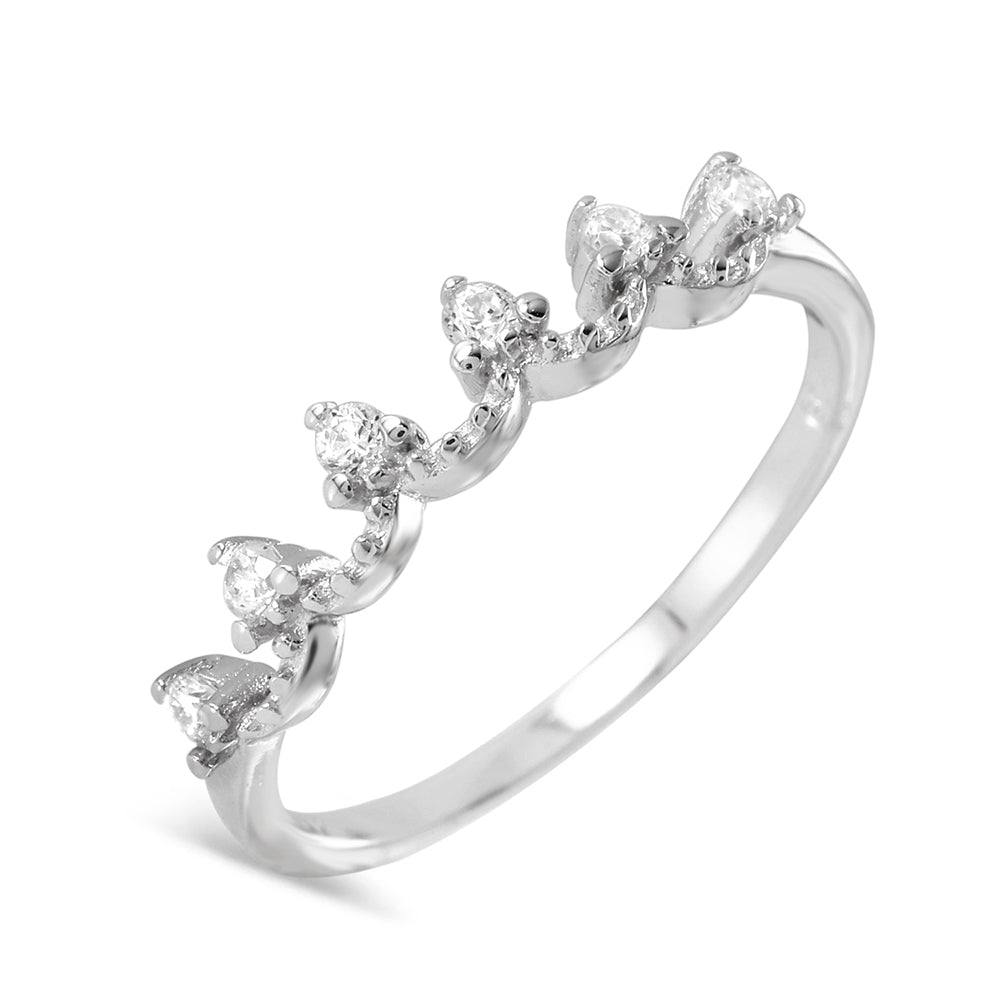 Lhr0961 Sterling Silver Thin Band Cz Ring