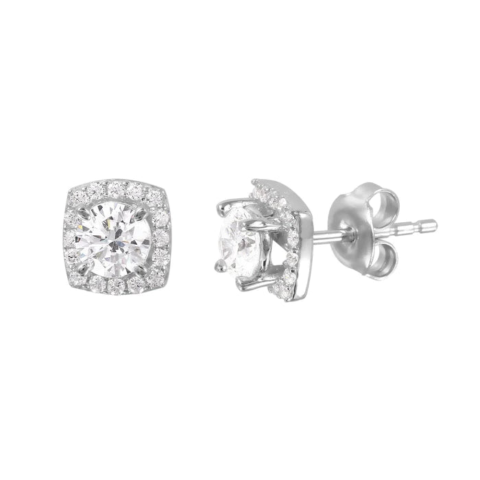 Lhe09cz Sterling Silver Stud Earring 8x7mm