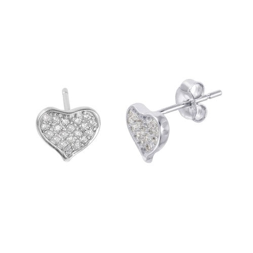Lhe1009 Sterling Silver Small Heart pave earrings