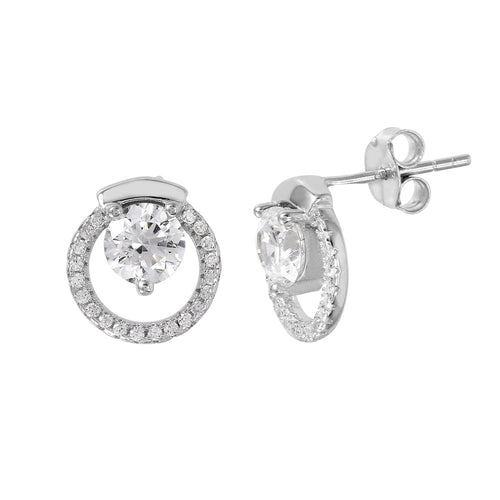 Lhe01010 Sterling Silver Round Cz Earring with stone