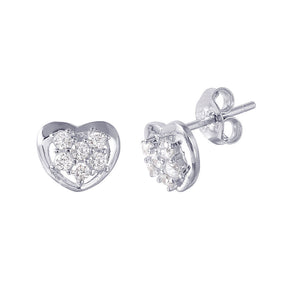 Lhe01019 Sterling Silver Heart  Cz earrings