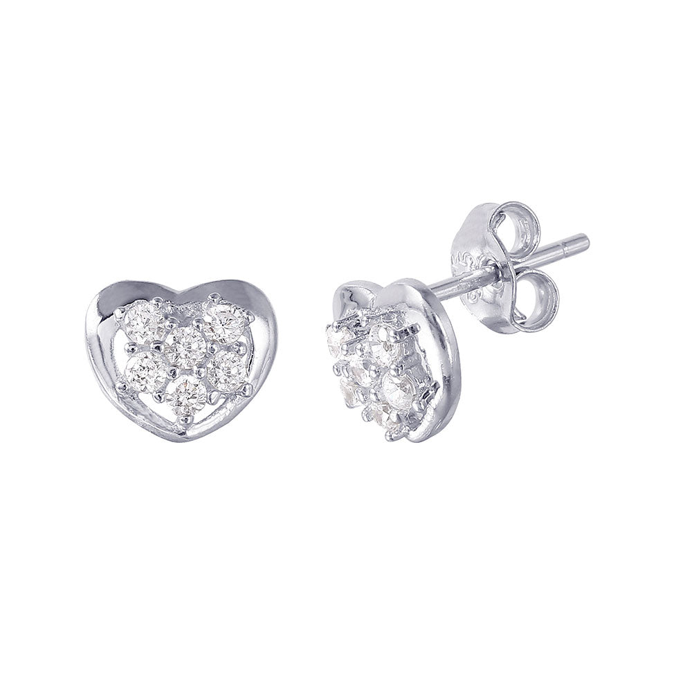 Lhe01019 Sterling Silver Heart  Cz earrings