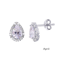 Load image into Gallery viewer, Lhe01027 Sterling Silver Pear Shape cz earring Assorted Birthday Stones