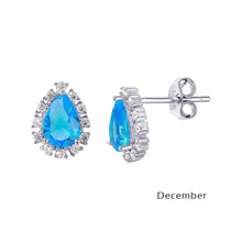 Load image into Gallery viewer, Lhe01027 Sterling Silver Pear Shape cz earring Assorted Birthday Stones