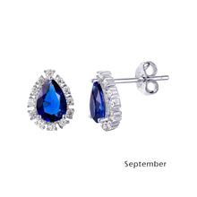 Load image into Gallery viewer, Lhe01027 Sterling Silver Pear Shape cz earring Assorted Birthday Stones