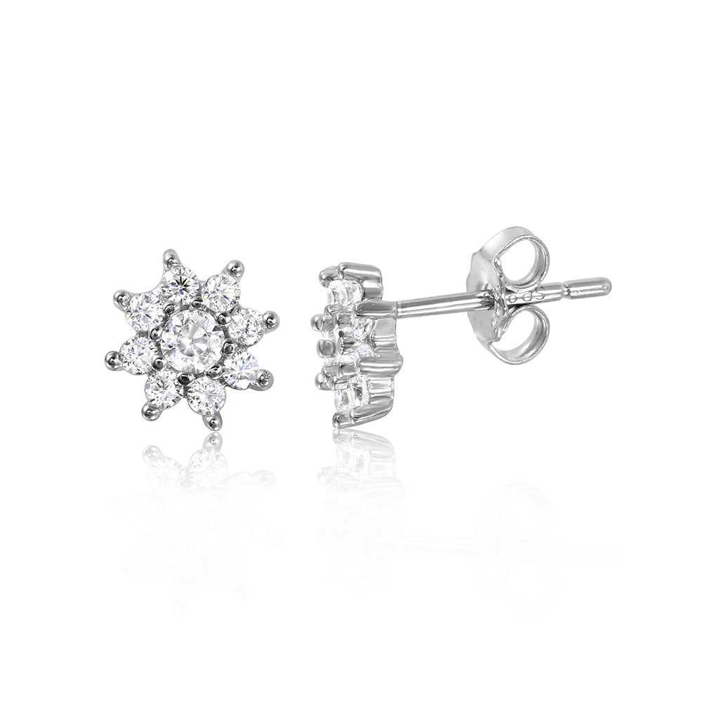 Lhe0144 Sterling Silver Flower cz post earrings