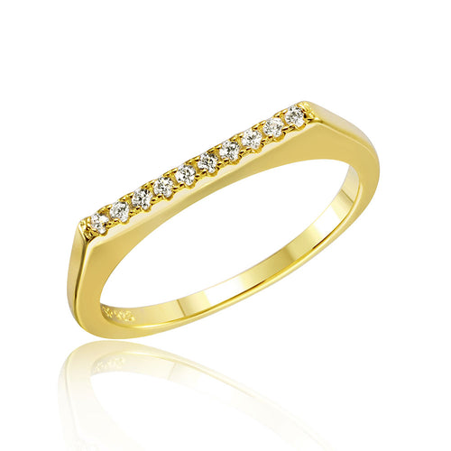 Lhr01047 Sterling Silver Gold Plated Stackable cz ring