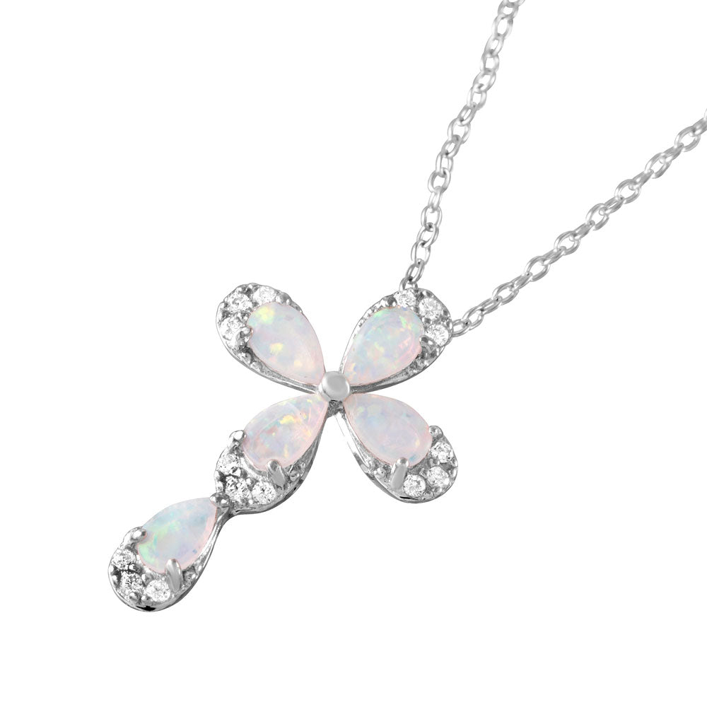 Lhp01052 Sterling Silver Synthetic Opal Cross