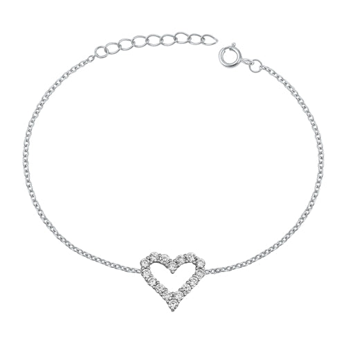 Lhb105359 Sterling Silver Bracelet Heart Cz Stones