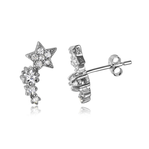 Lhe1056 Sterling Silver Climbing star earrings