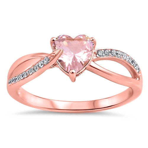 Lhr1058559 Sterling Silver Ring Morganite Heart cz