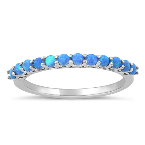 Lhr1058569 Sterling Silver Ring Lab Opal Blue