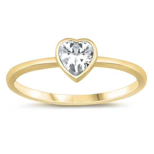 Lhr1058919 Sterling Silver Gold Plated Heart Cz Ring