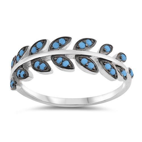 Lhr1065449 Sterling Silver Ring Blue Leaf Stones