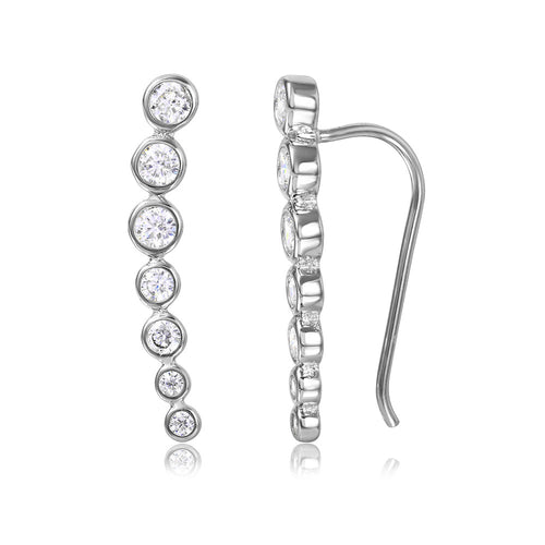 Lhe01065 SterlingSilver Cz Long Climbing Earrings