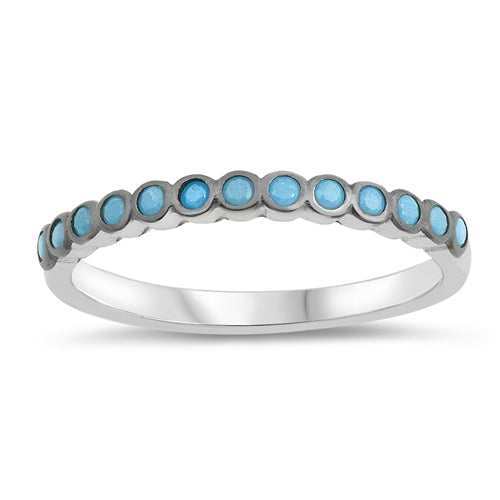 Lhr1066159 Sterling Silver Ring Blue Nano Synthetic Turquoise