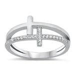 Lhr1067299 Sterling Silver Double cross Ring Cz/sd