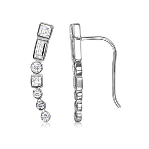 Lh01068 Sterling Silver Climbing cz earrings