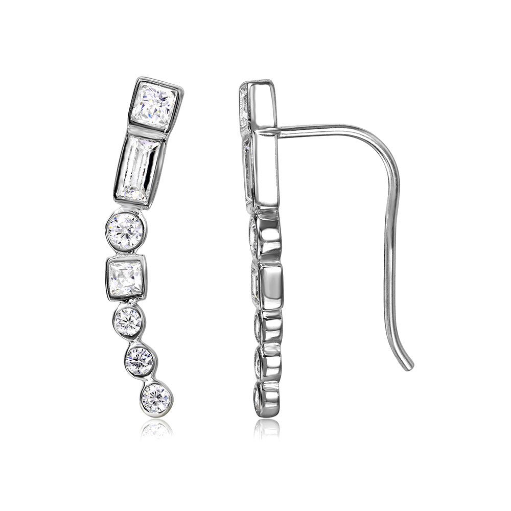 Lh01068 Sterling Silver Climbing cz earrings