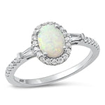 Lhr1072139 Sterling Silver Ring Synthetic Opal & Cubic Zirconia