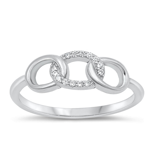 Lhr1072369 Sterling Silver Ring Open Circles Cz Stones
