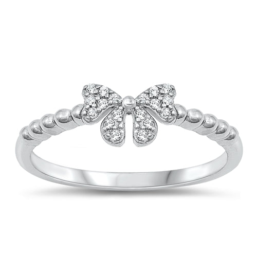 Lhr1072459 Sterling Silver Ring Bow Cz Stones