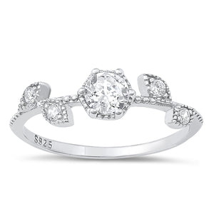 Lhr1072599 Sterling Silver Ring Cz Leaves