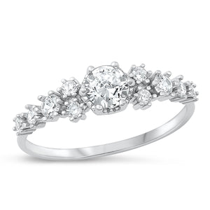 Lhr10720699Sterling Silver Ring Round Cz Stones