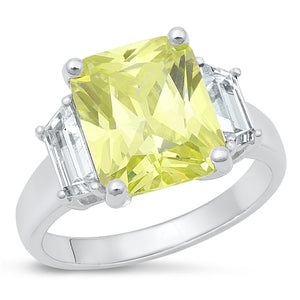 Lhr1073239 Sterling Silver Ring Peridot Cz