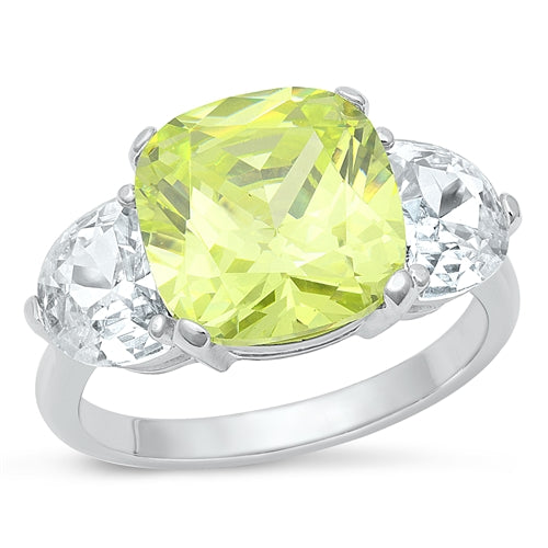 Lhr1073249 Sterling Silver Ring Peridot Cz Brilliant cut