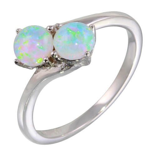 Lhr01076 Sterling Silver Round synthetic round opal ring