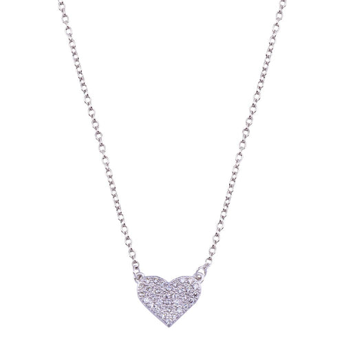 Lhp01090 Sterling Silver Necklace Heart Micro Pave