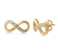 Lhe4109599 Sterling Silver Infinity Earring Gold Plated Cz