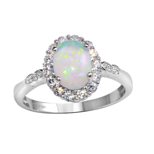 Lhr1103 Sterling Silver Oval synthetic Opal ring