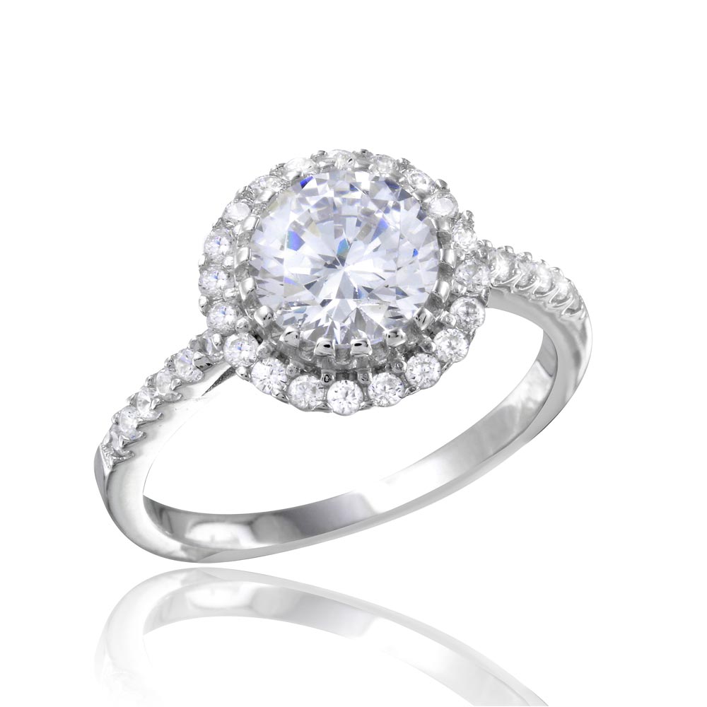 Lhr11049 Sterling Silver Ring Round Cz