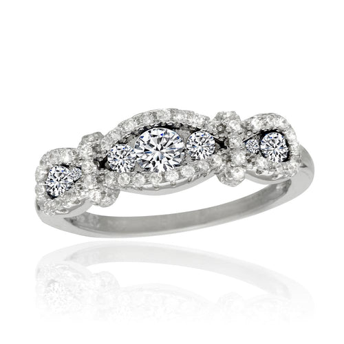 Lhr01112 Sterling Silver Vintage Cz Band ring