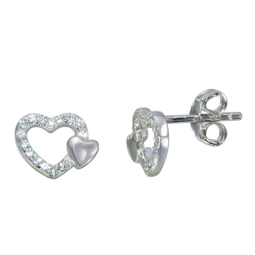 Lhe01113 Sterling Silver Heart cz Earrings