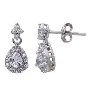 Lhe01114 Sterling Silver Tear Drop Cz earring